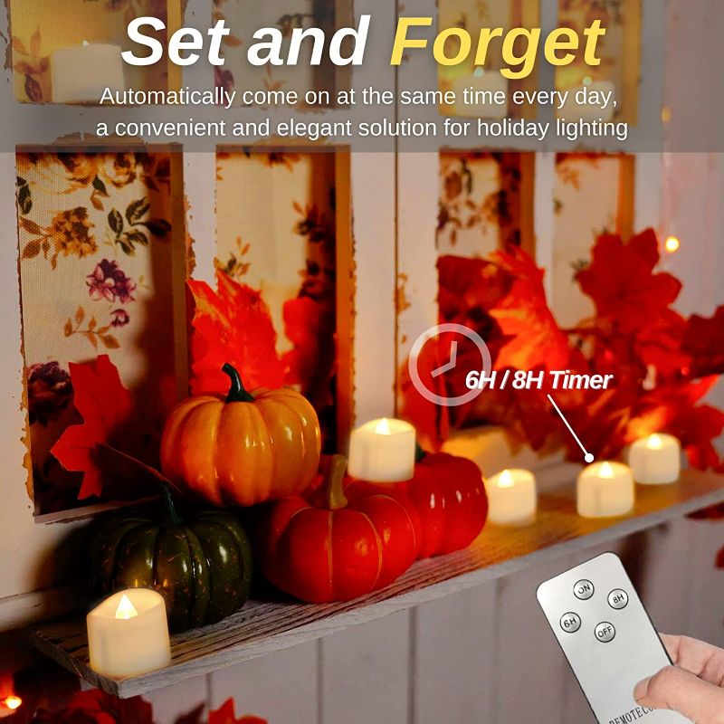 Photo 2 of Homemory Flameless Candles with Remote and Timer, Battery Operated Candles Tea Lights Candles, Flickering Flameless Candles for Home Decor Room Decor, 12Pcs NEW