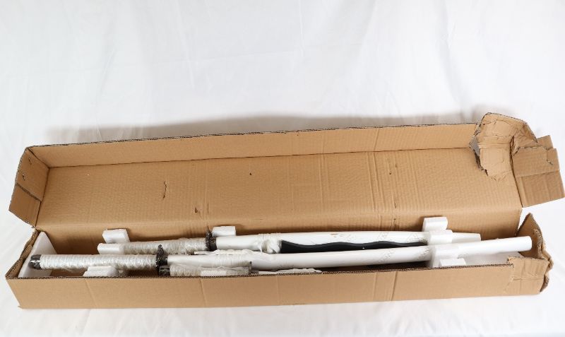 Photo 5 of 3 SET WHITE KATANAS SET WITH STAND NEW 