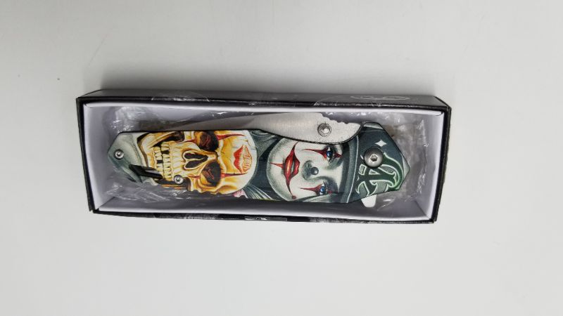 Photo 3 of  Clown Skull Pocket Knife 4.5 Inch Blade New