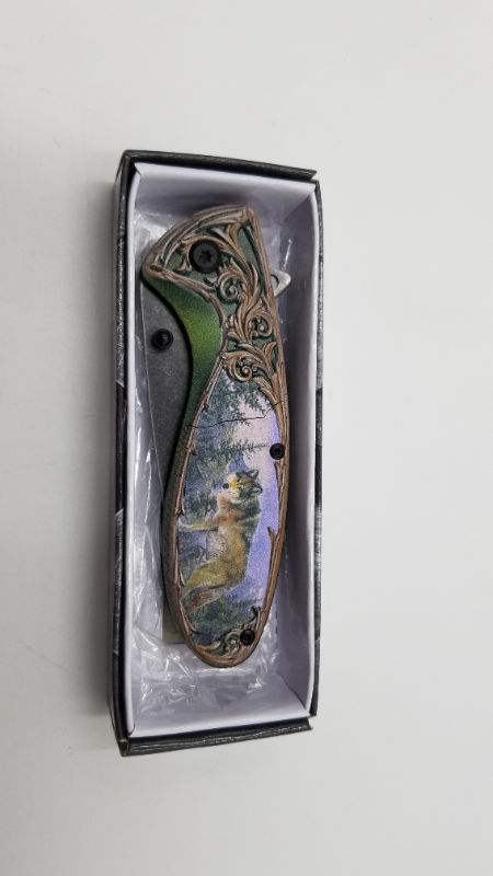 Photo 4 of Wolf 3D Wilderness Clip Pocket Knife 4 Inch Blade New