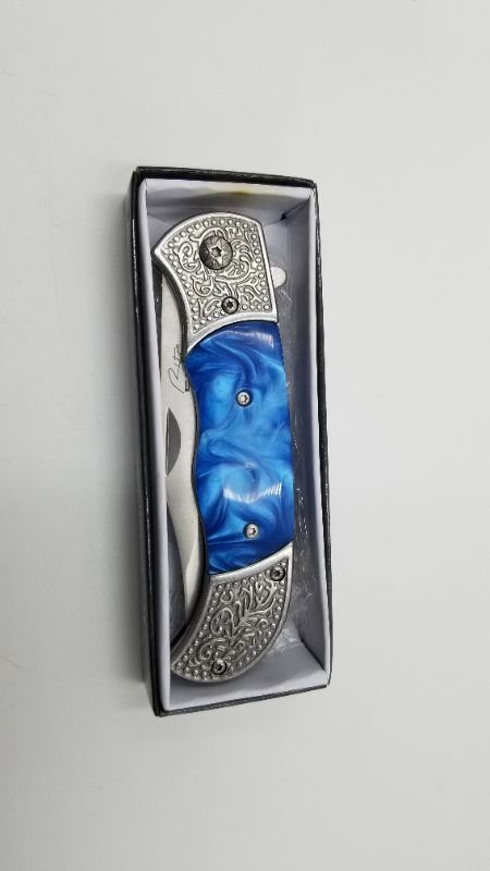 Photo 3 of Engraved Bol Blue Clip Knife 4 Inch Blade New