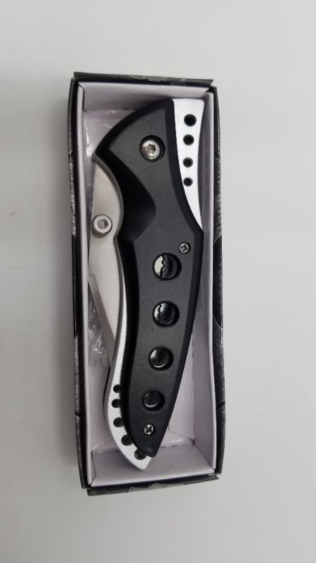 Photo 3 of Black and Silver Pocket Knife 4 Inch Blade New