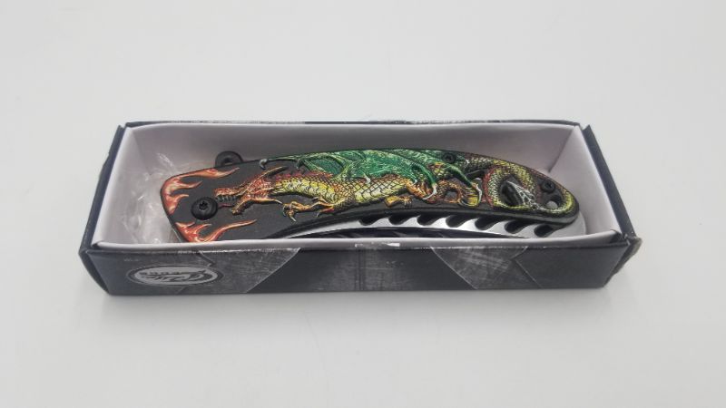 Photo 3 of  Oriental Style Spring Assisted Mortal Dragon Tactical Folding EDC Knife 4.5 Inch Blade New