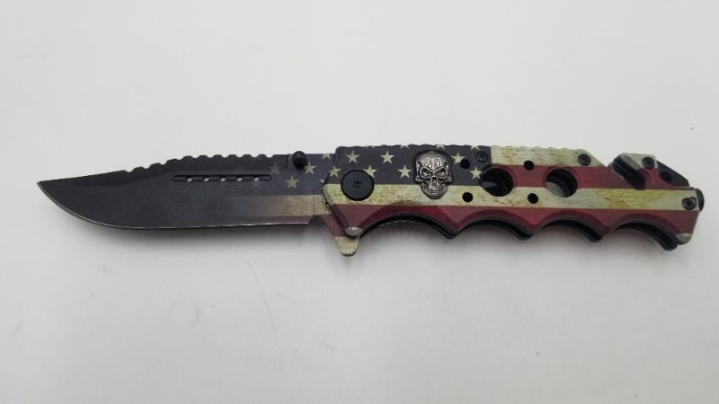 Photo 1 of American Skull Pocket KNife with Sestblet Cutter and Window Breaker New