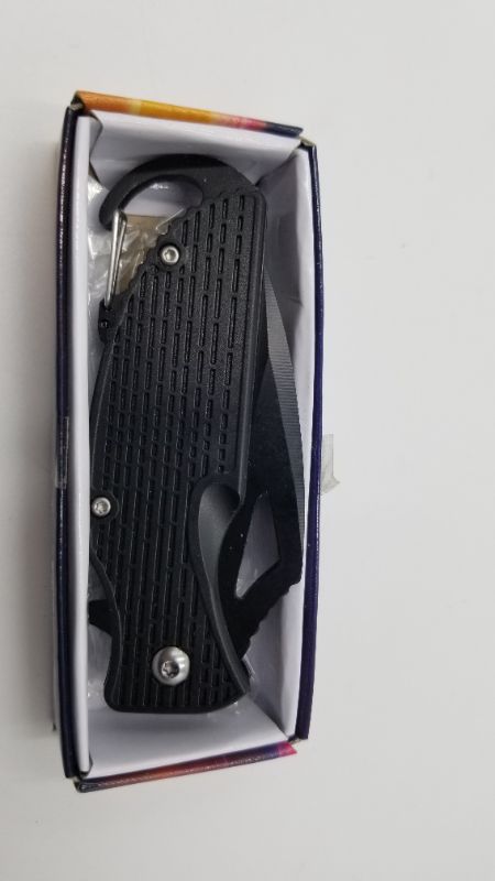 Photo 3 of 3.5 Inch Black Camping Keyri Pocket Knife New