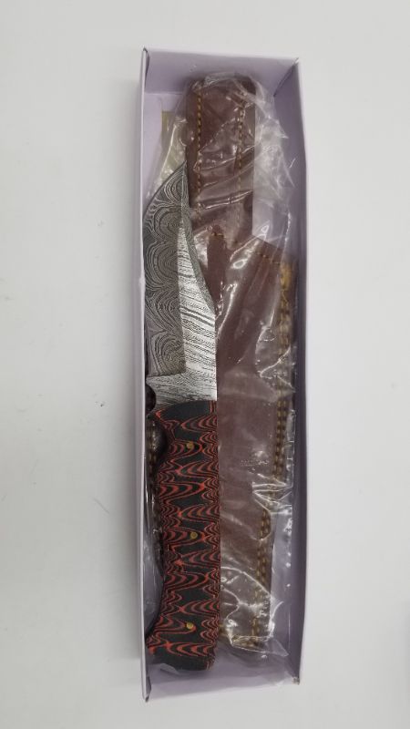 Photo 2 of 9.2 INCH MAGMA MICARTA HDL DAMASCUS HUNTING KNIFE NEW 