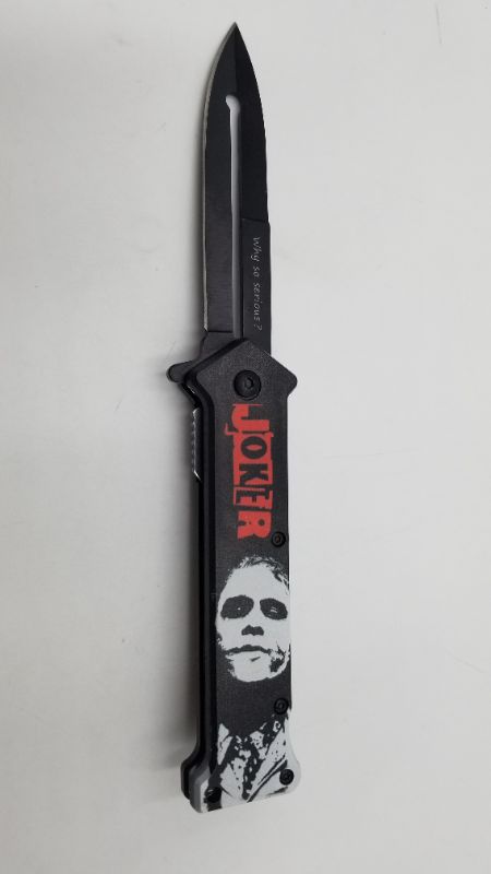 Photo 2 of JOKER POCKET KNIFE WHY SO SERIOUS 3.5 INCH BLADE NEW
