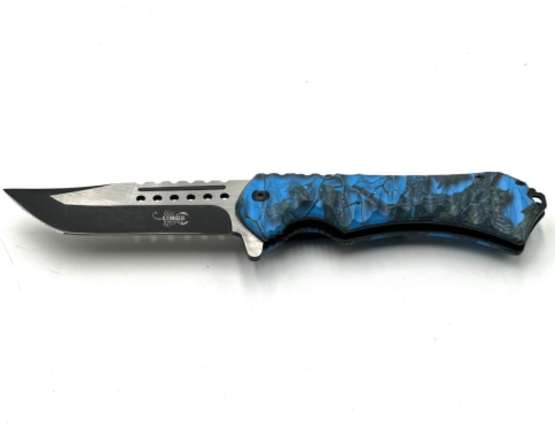 Photo 1 of BLUE CAMO PRINTED STINGER KNIVES POCKET KNIFE NEW 