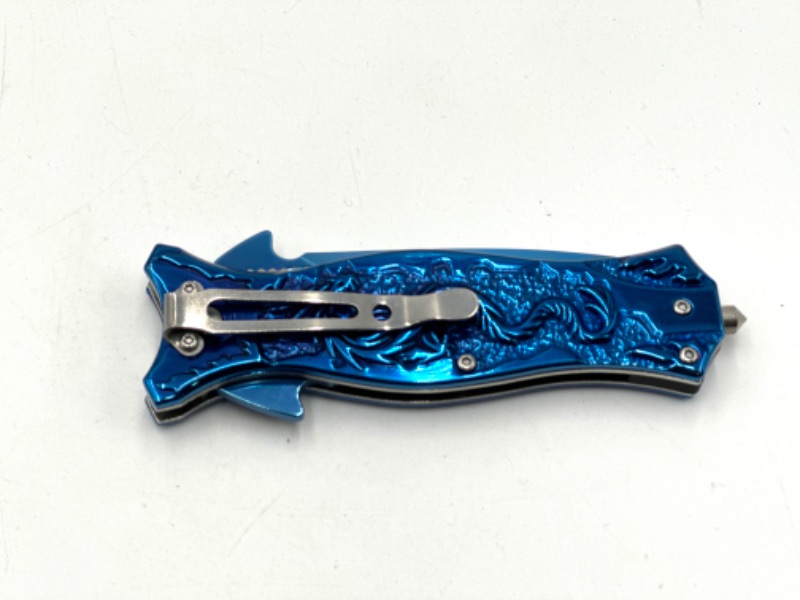 Photo 3 of BLUE DRAGON DESIGN FALCON POCKET KNIFE WITH WINDOW BREAKER NEW