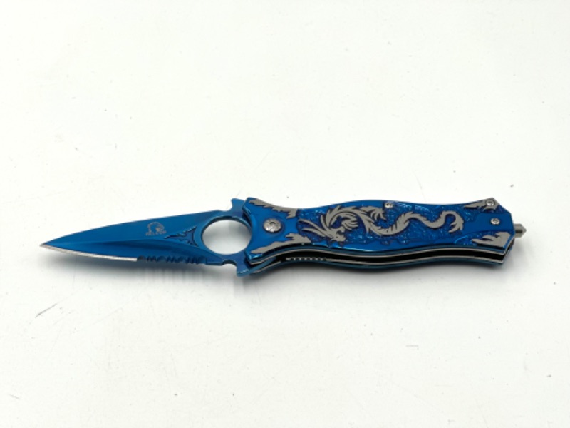 Photo 1 of BLUE DRAGON DESIGN FALCON POCKET KNIFE WITH WINDOW BREAKER NEW