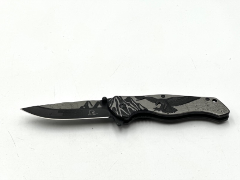 Photo 1 of BLACK AND GRAY EAGLE NATURE DESIGN FALCON POCKET KNIFE NEW