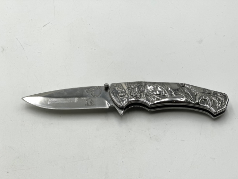 Photo 1 of CHROME DRAGON DESIGNED FALCON POCKET KNIFE NEW