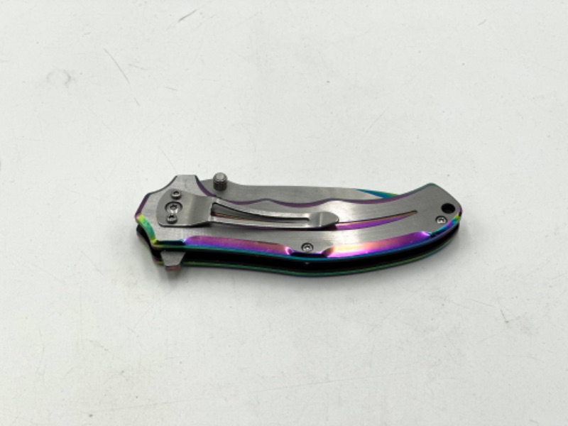 Photo 3 of OIL SLICK AND SILVER FALCON POCKET KNIFE NEW 