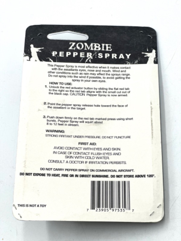 Photo 2 of ZOMBIE PEPPER SPRAY MAX DEFENSE SIMPLE TO USE NEW