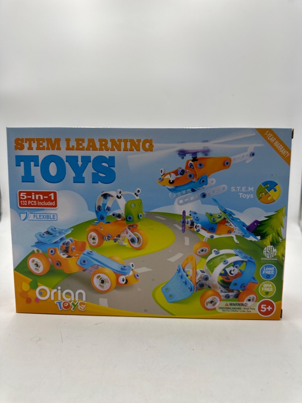 Photo 8 of Orian Toys 5 in 1 STEM Learning Toys for Boys and Girls, Best IQ Builder STEM Learning Toys Creative Construction Engineering for Kids 5-11 years old, DIY Building Kit, 132 Pieces, Play Set - Gift Box