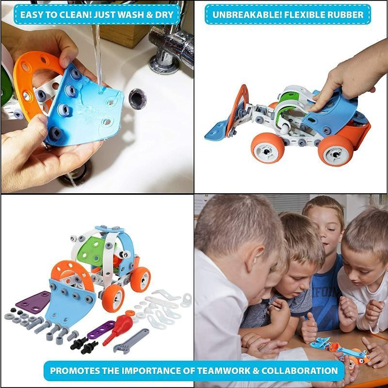 Photo 6 of Orian Toys 5 in 1 STEM Learning Toys for Boys and Girls, Best IQ Builder STEM Learning Toys Creative Construction Engineering for Kids 5-11 years old, DIY Building Kit, 132 Pieces, Play Set - Gift Box