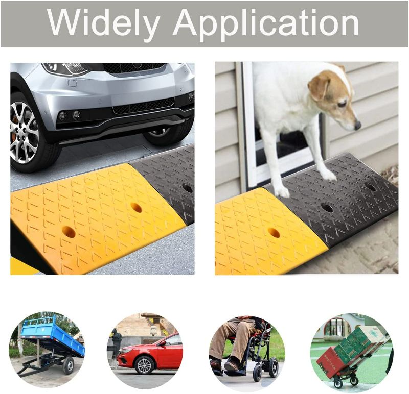 Photo 2 of foiry Rubber Curb Ramp 4'' Driveway Ramp Heavy Duty Car Ramp w/4 Expansion Screws Loading Rubber Ramp for Cars Forklifts Trucks Motorcycle Wheelchairs 39''(L) X9.8''(W)