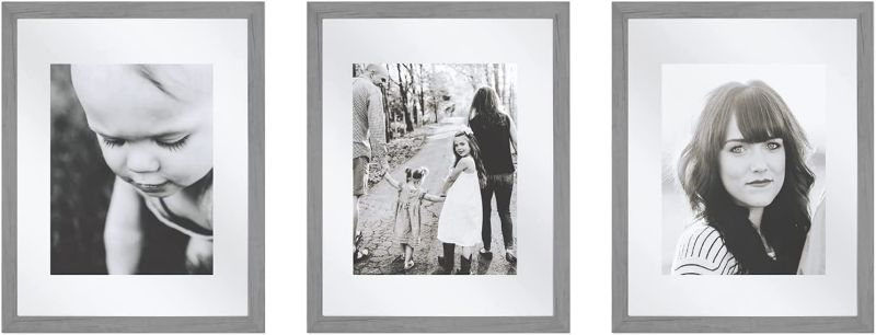 Photo 1 of Sheffield Home 3 Piece Gallery Wall Float Frame Set,11x14 in. Floats to 8x10 in. (Grey)