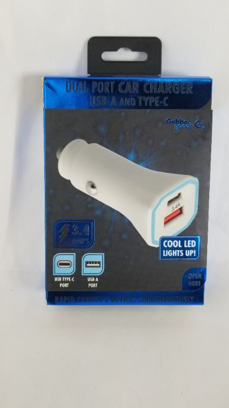 Photo 1 of DUAL PORT CAR CHARGER USB-A  AND TYPE-C PORTS 3.4AMPS CHARGES 2 DEVICES AT ONCE LED LIGHT 