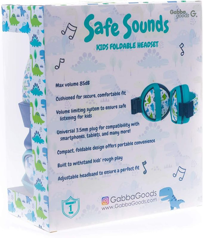 Photo 5 of GABBA GOODS KIDS SAFE SOUNDS FOLDABLE DINOSAUR  PRINT OVER EAR HEADPHONES BUILT IN MICROPHONE DESIGNED 4 KIDS 