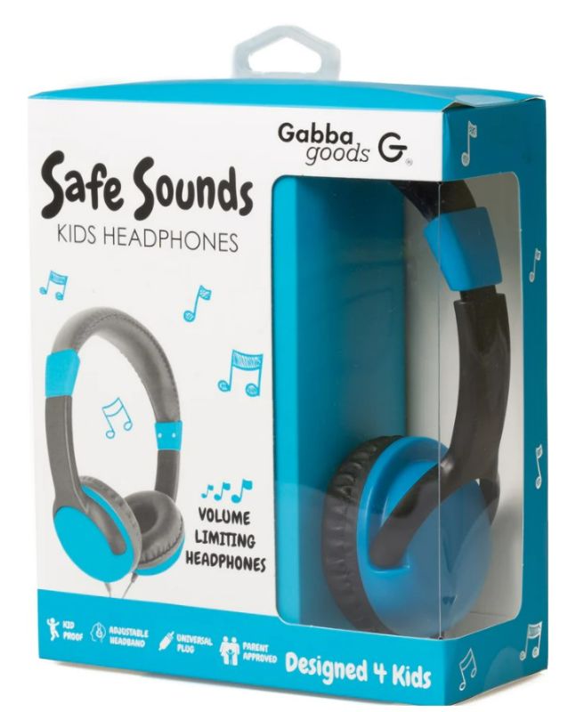 Photo 3 of GABBA GOODS KIDS SAFE SOUNDS FOLDABLE BLACK & BLUE PRINT OVER EAR HEADPHONES BUILT IN MICROPHONE DESIGNED 4 KIDS 
