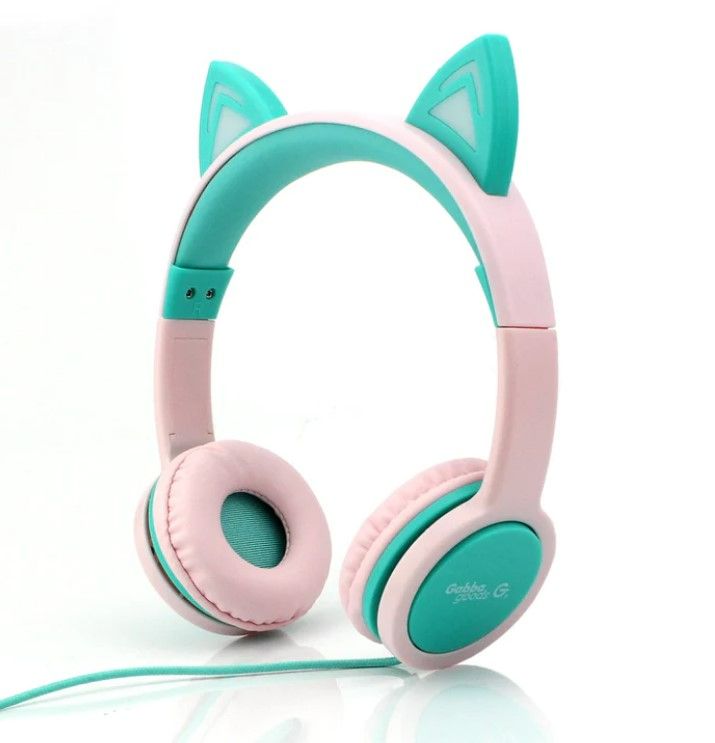 Photo 1 of GABBA GOODS KIDS SAFESOUNDS FOLDABLE CAT OVER EAR HEADPHONES BUILT IN MICROPHONE DESIGNED 4 KIDS LED LIGHT UP