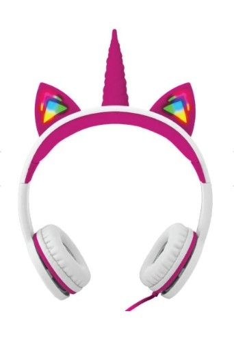 Photo 1 of GABBA GOODS KIDS SAFESOUNDS FOLDABLE UNICORN LIGHT UP PINK & WHITE PRINT OVER EAR HEADPHONES BUILT IN MICROPHONE DESIGNED 4 KIDS 