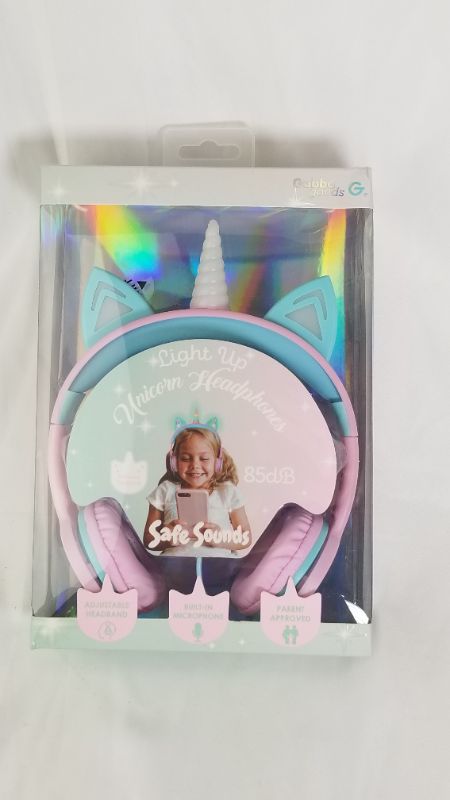 Photo 2 of Gabba Goods Kids SafeSounds Unicorn Led Light-Up Wired Headphones