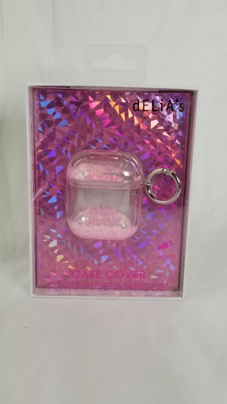 Photo 2 of DELIA CLEAR AIIRPODS CASE WITH PINK HEART GLITTER NEW