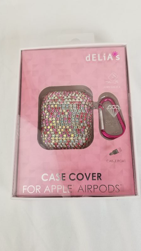 Photo 2 of PINK AND SILVER RHINESTONE AIRPODS CASE WITH PINK C LIP NEW  