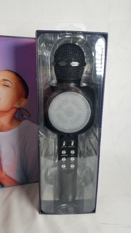 Photo 2 of Gabba Goods Karaoke LED Karaoke Microphone Speaker Bluetooth Hand Held Karaoke Mic with Echo Effect Sing Along and Record Your self. (Black)