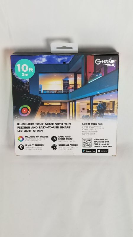 Photo 3 of Gabba Goods G-Home App Controlled 10 Foot Indoor/Outdoor LED Light Strips Multi-Color, Self-Sticking, Multi-Light Effects, Compatable with Alexa, Google Home