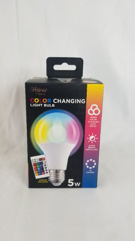 Photo 2 of  5 Watt Rainbow Color Changing Light Bulb 450 Brightness Lumens, 16 Color Modes, Fits Standard E26/E27 Base