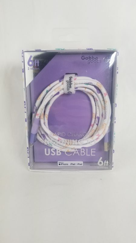 Photo 2 of Gabba Goods 6FT Lightning Sync & Charge Cable- Pastel Butterfly MFi Certified USB Charging Cable High Speed Data Sync Transfer Cord Compatible with iPhone 13/12/11 Pro Max/XS MAX/XR/XS/X/8/7/Plus/6S 6FT Pastel Butterfly Mfi