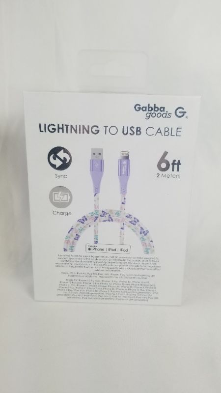 Photo 3 of Gabba Goods 6FT Lightning Sync & Charge Cable- Pastel Butterfly MFi Certified USB Charging Cable High Speed Data Sync Transfer Cord Compatible with iPhone 13/12/11 Pro Max/XS MAX/XR/XS/X/8/7/Plus/6S 6FT Pastel Butterfly Mfi