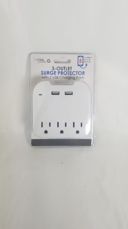 Photo 2 of Gabba Goods 3 Outlet Surge Protector with 2 USB Charging Ports, Dual USB Port 3 Wall Outlets Compatible with iPhone 13 12 11 Pro Max SE/XR/X iPad, Power Adapter for iPhone 13/12 13 Pro Max 13 Mini