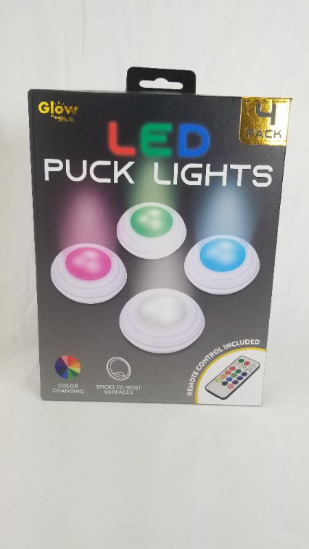 Photo 2 of 4 PUCK LIGHTS REMOTE LED LIGHT SET CONTROL WITH PUSH LIGHTS OR CONTROLLER 12 VARRYING COLORS LIGHTS REQUIRE 3 AAA BATTERIES NEW 
