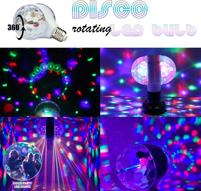 Photo 5 of GabbaGoods Disco Ball Light Strobe Lights for Parties- 6W E27 RGB Multicolor Led Party Disco Lights Strobe Light DJ Stage Light Bulb Decor for Holiday, Birthday, Disco, Club, Party, Christmas