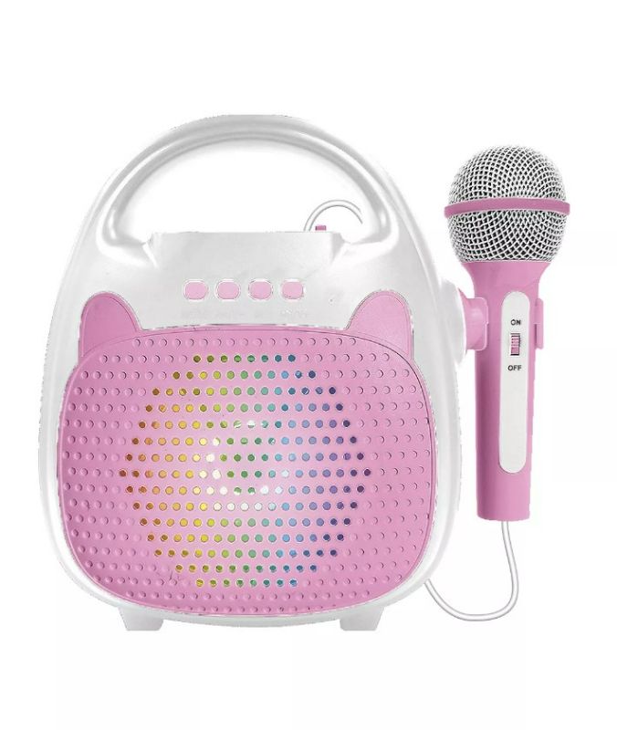Photo 1 of Karaoke Machine Rechargeable Portable Karaoke Speaker with Microphone BT/Memory Card/USB Connectivity Lights for Boys Girls