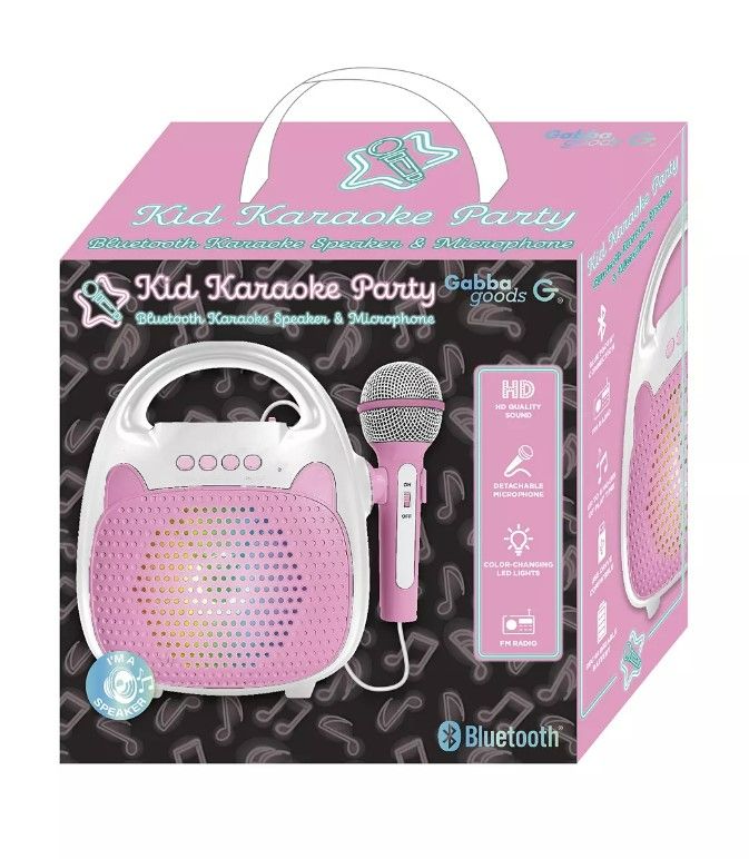 Photo 2 of Karaoke Machine Rechargeable Portable Karaoke Speaker with Microphone BT/Memory Card/USB Connectivity Lights for Boys Girls