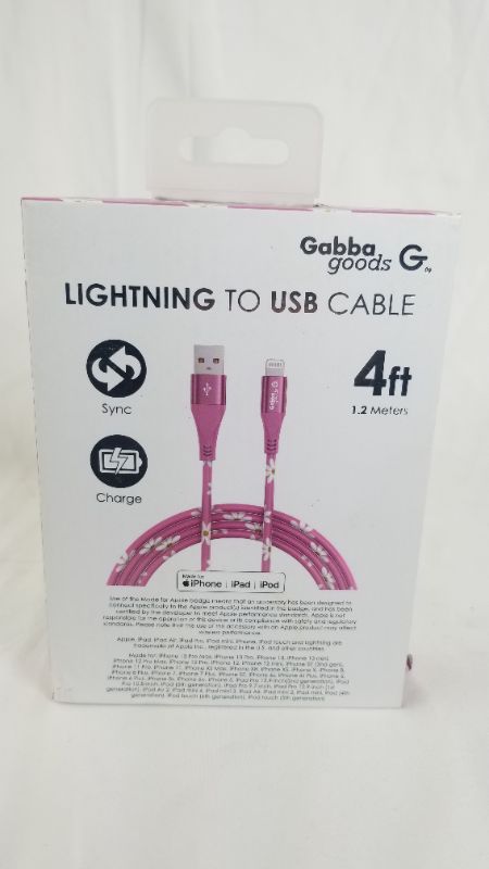 Photo 2 of PINK AND WHITE DAISY 4 FOOT LIGHTNING CHARGER FOR APPLE 