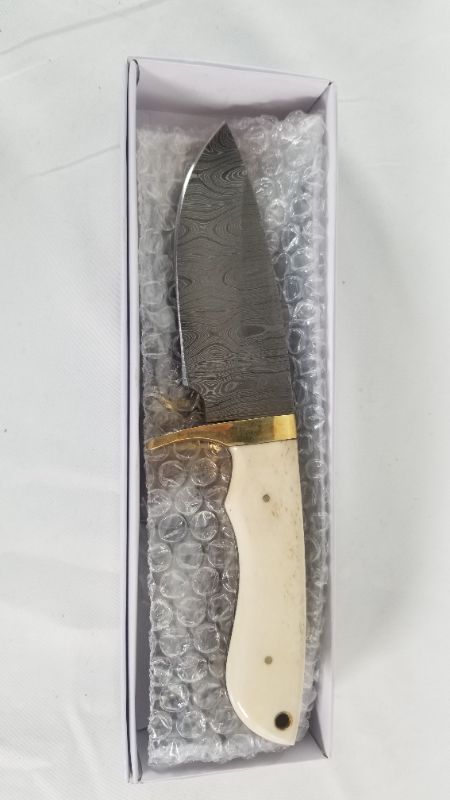 Photo 2 of  9" Damascus Hunting Knife with Bone Handle