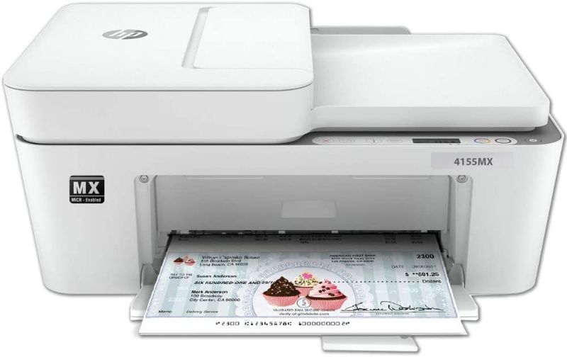 Photo 2 of HP DeskJet 4155 MX MICR All-in-One Check Printer Gold Check Printing Software Bundle,White