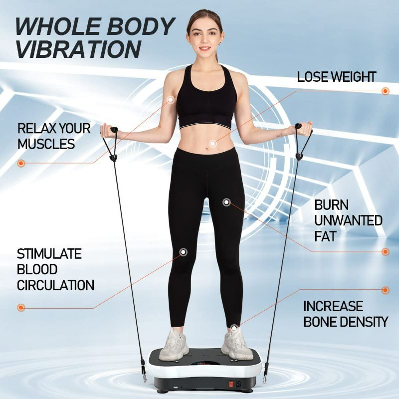 Photo 4 of TODO Vibration Plate Exercise Machine Whole Body Vibration Machine for Relieving Muscle Tightness, Remote Control/3 Resistance Loops/Resistance Bands