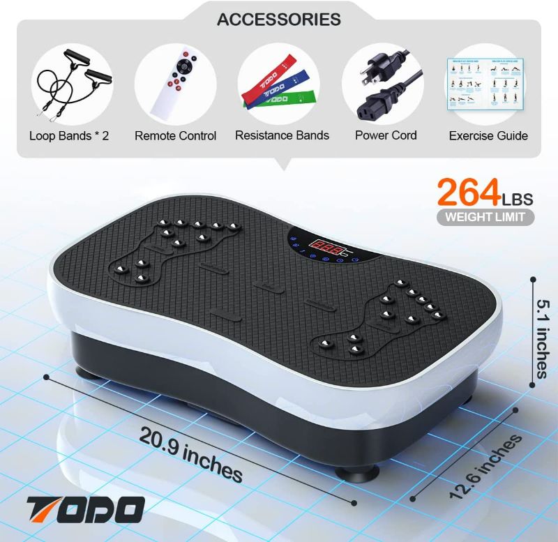 Photo 2 of TODO Vibration Plate Exercise Machine Whole Body Vibration Machine for Relieving Muscle Tightness, Remote Control/3 Resistance Loops/Resistance Bands