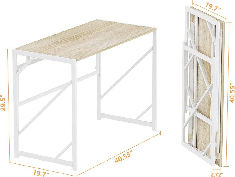 Photo 3 of Elephance Folding Desk Writing Computer Desk for Home Office, No-Assembly Study Office Desk Foldable Table for Small Spaces