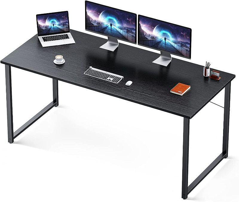 Photo 1 of Coleshome 63 Inch Computer Desk, Modern Simple Style Desk for Home Office, Study Student Writing Desk,Black