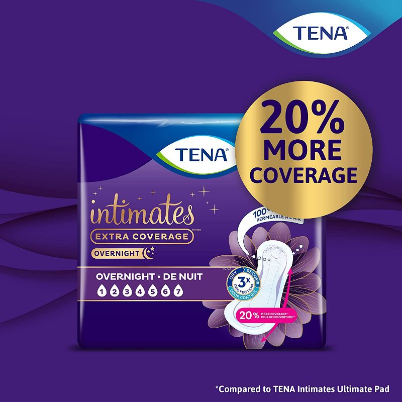 Photo 3 of TENA Incontinence Pads, Bladder Control & Postpartum for Women, Overnight Absorbency, Extra Coverage, Intimates - 90 Count