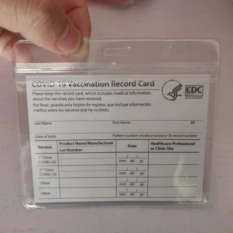 Photo 2 of 20 Pack CDC Vaccination Card Protector,4 X 3 Inches Immunization Record Vaccine Cards Clear Health ID Card Name Tag Cards Holder Vinyl Plastic Badge Holder Sleeve with Waterproof Type Resealable Zip New