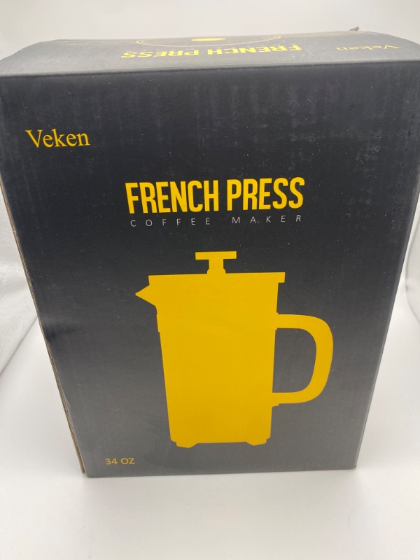 Photo 3 of Veken French Press Coffee & Tea Maker, 304 Stainless Steel Heat Resistant Borosilicate Glass Coffee Press, Durable Easy Clean 100% BPA Free, 34oz, Copper